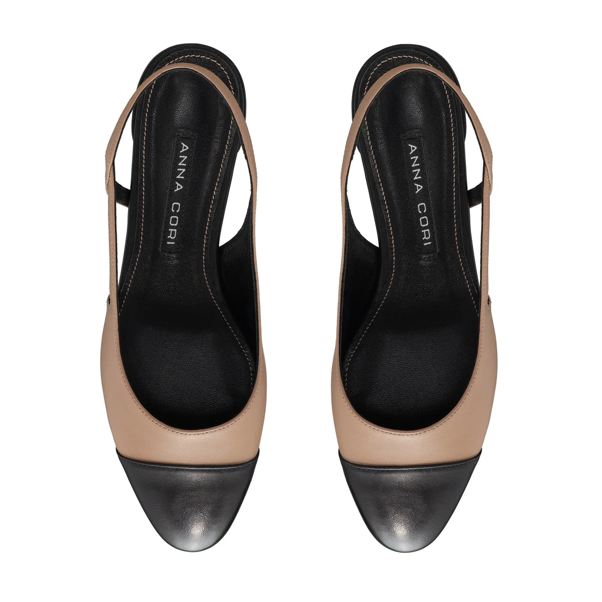 Pantofi Decupati Dama 8078 Vitello Cappuccino+Negru